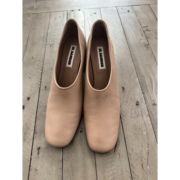 Jil Sander Nude Leather Pumps with Curved Heel Size 37.5 NWOB - Picture 4 of 10